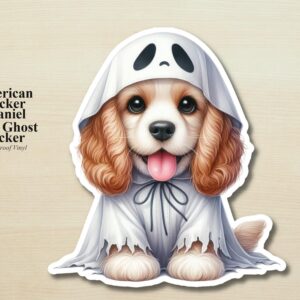 Cocker Spaniel Ghost Puppy Sticker | Waterproof Vinyl Halloween Costume Dog Decal