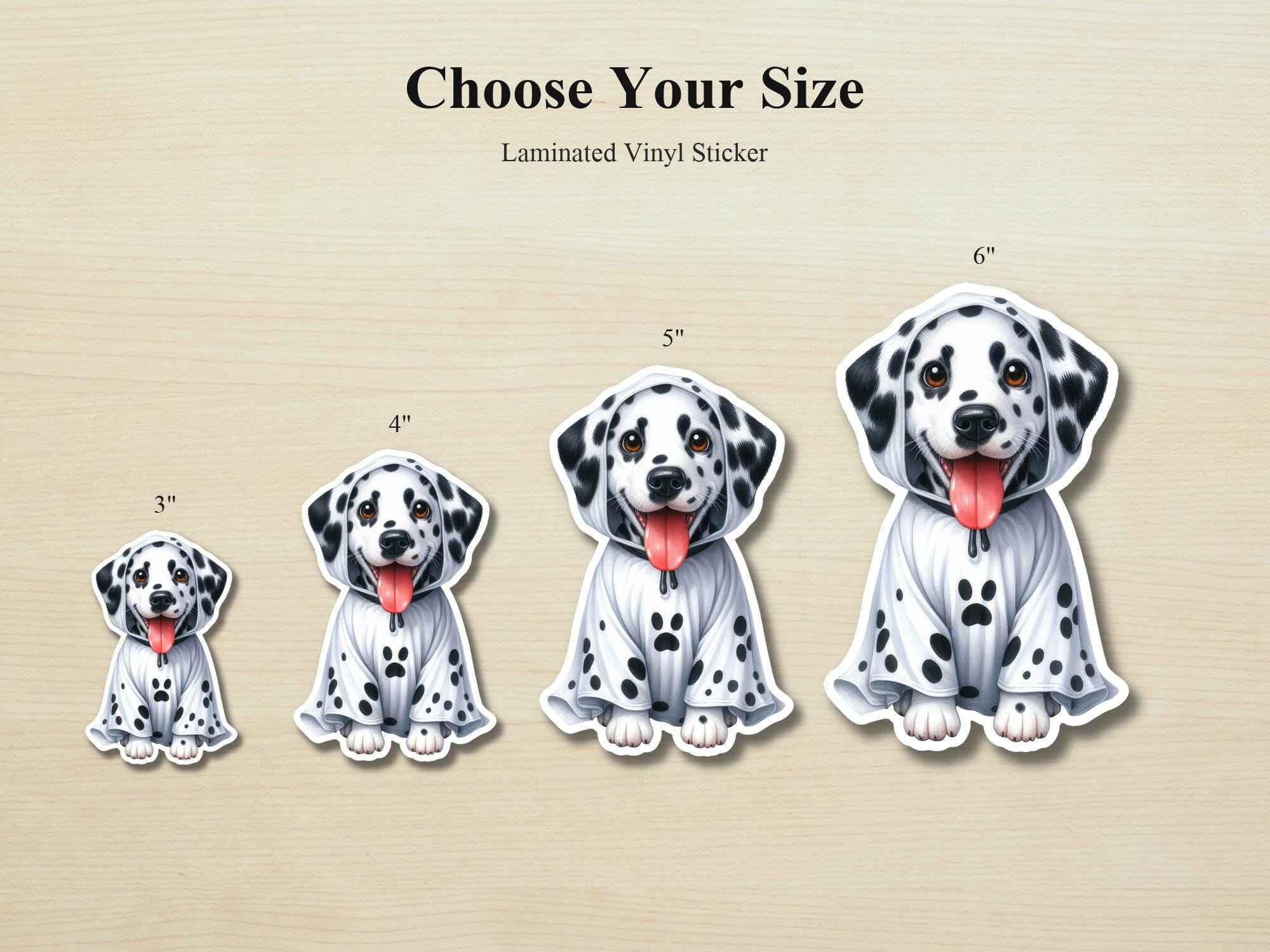 Dalmation Ghost Puppy Sticker | Waterproof Vinyl Halloween Costume Dog Decal - Image 2