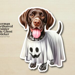 German Shorthaired Pointer Ghost Puppy Sticker | Waterproof Vinyl Halloween Costume Dog Decal