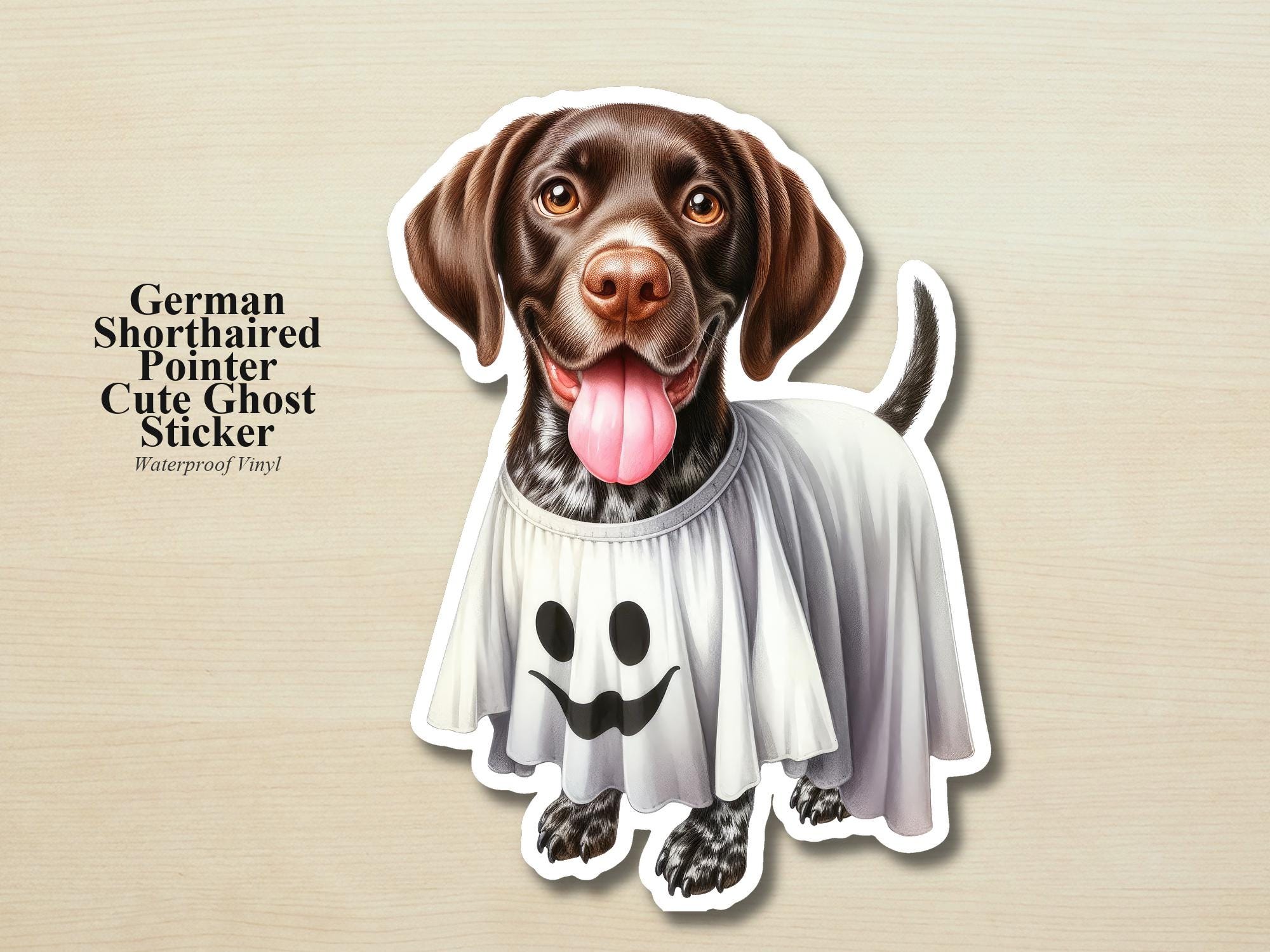 German Shorthaired Pointer Ghost Puppy Sticker | Waterproof Vinyl Halloween Costume Dog Decal