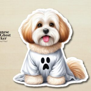 Havanese Ghost Puppy Sticker | Waterproof Vinyl Halloween Costume Dog Decal