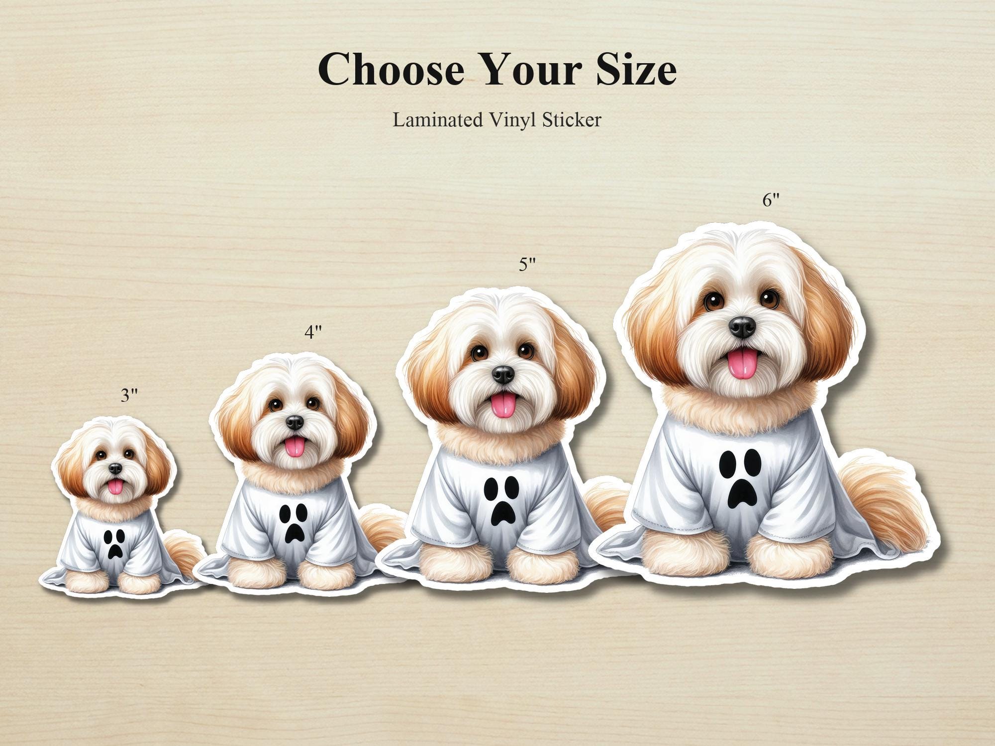 Havanese Ghost Puppy Sticker | Waterproof Vinyl Halloween Costume Dog Decal - Image 2