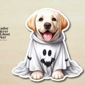 Labrador Retriever Ghost Puppy Sticker | Waterproof Vinyl Halloween Costume Dog Decal