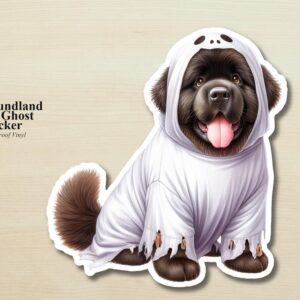 Newfoundland Ghost Puppy Sticker | Waterproof Vinyl Halloween Costume Dog Decal
