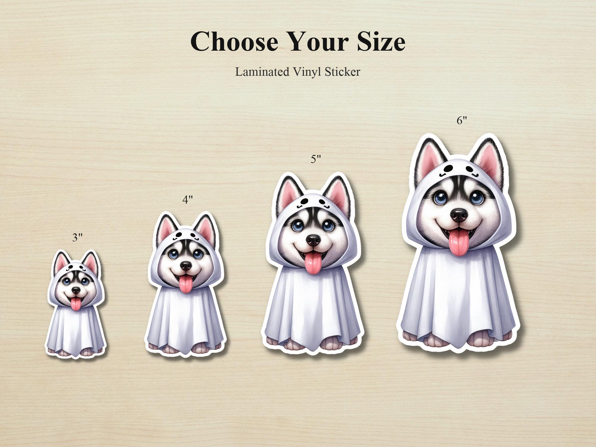 Husky Ghost Puppy Sticker | Waterproof Vinyl Halloween Costume Dog Decal - Image 2