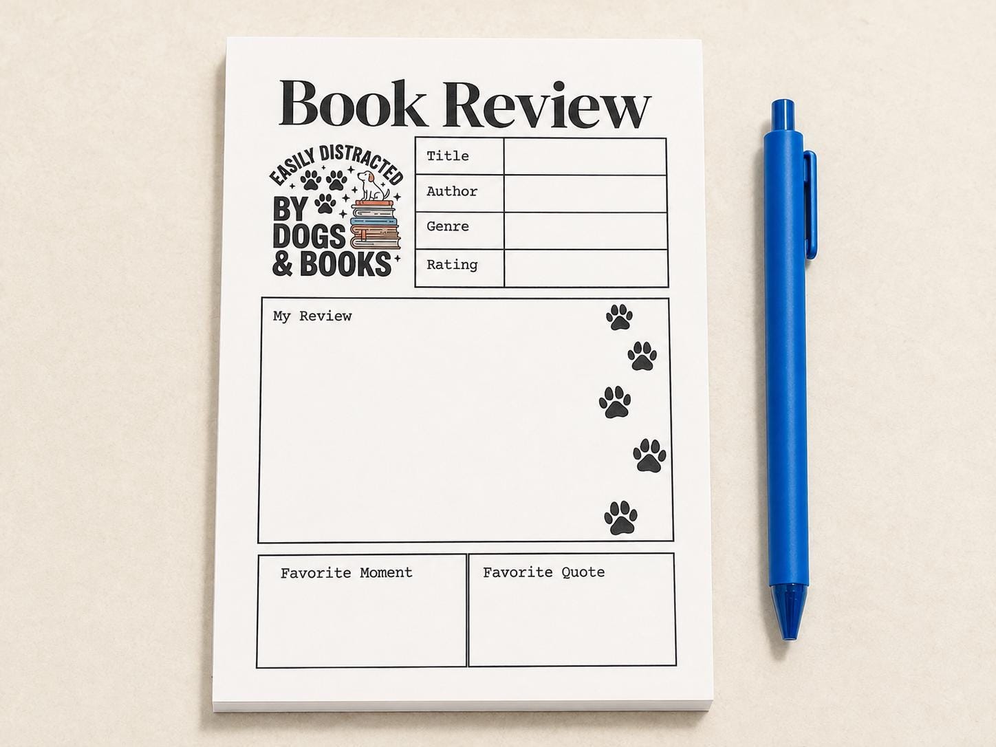 Book Review Notepad for Dog-Loving Readers | 5x7 Reading Tracker Pad | 30 Sheets - Image 2