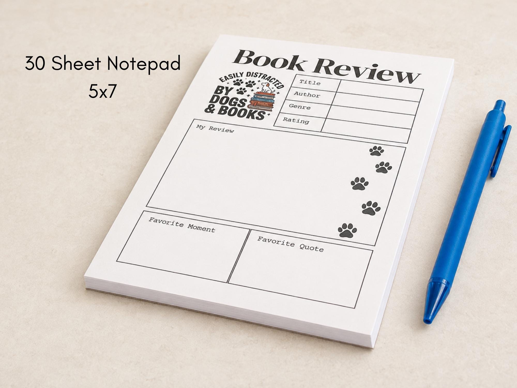Book Review Notepad for Dog-Loving Readers | 5x7 Reading Tracker Pad | 30 Sheets - Image 3