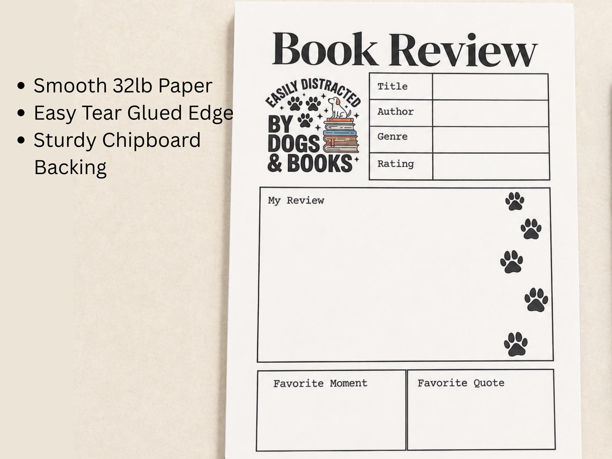 Book Review Notepad for Dog-Loving Readers | 5x7 Reading Tracker Pad | 30 Sheets - Image 4