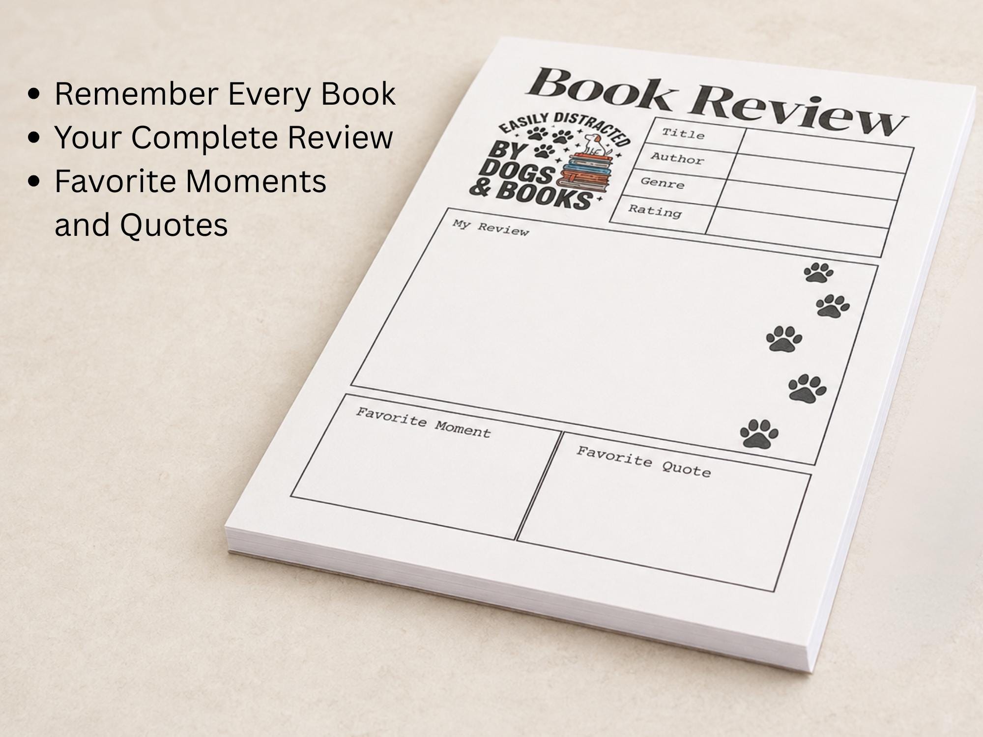 Book Review Notepad for Dog-Loving Readers | 5x7 Reading Tracker Pad | 30 Sheets - Image 5