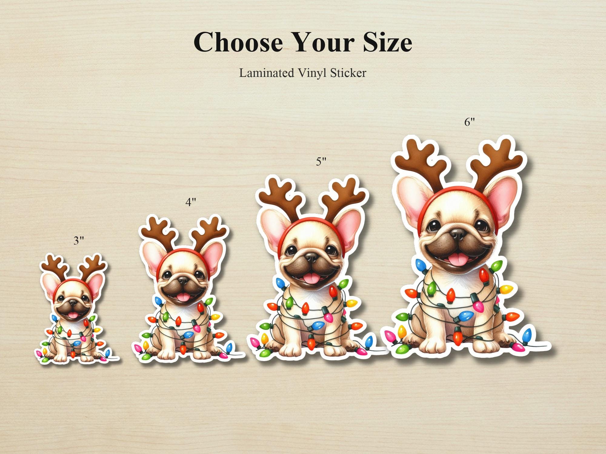 French Bulldog Holiday Puppy Sticker | Waterproof Vinyl Christmas Lights Dog Decal - Image 2