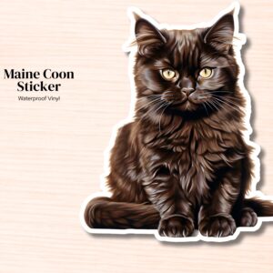 Black Maine Coon Cat Sticker | Waterproof Vinyl Cat Decal