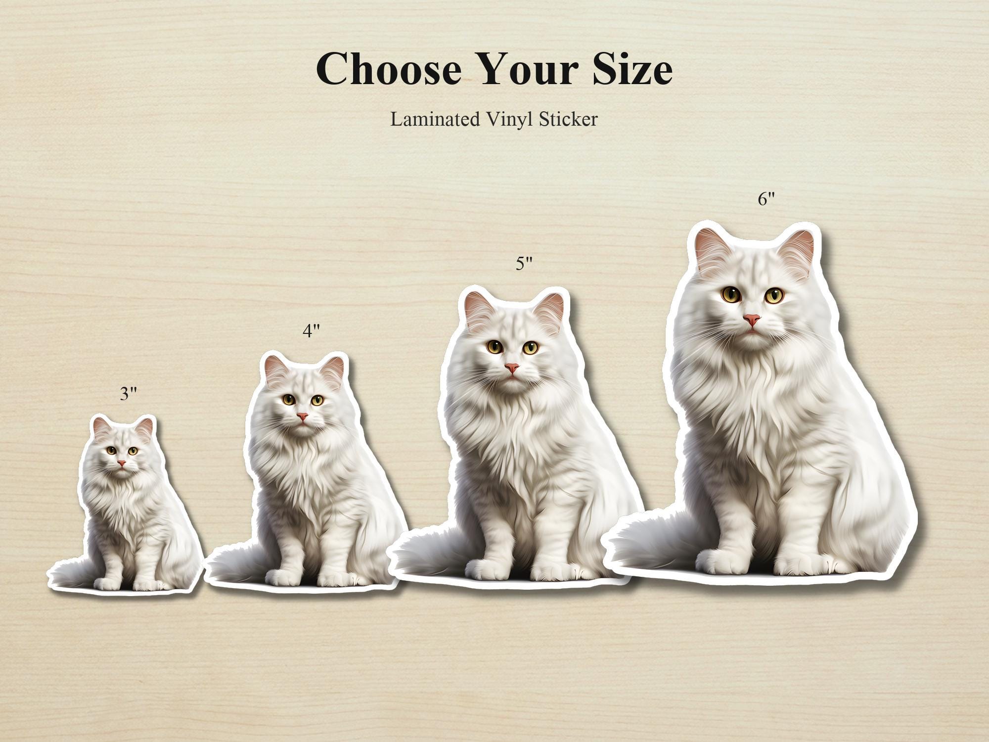 White Maine Coon Cat Sticker | Waterproof Vinyl Cat Decal - Image 2