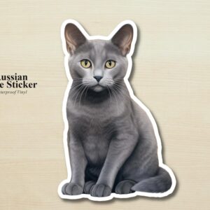 Russian Blue Cat Sticker | Waterproof Vinyl Cat Decal
