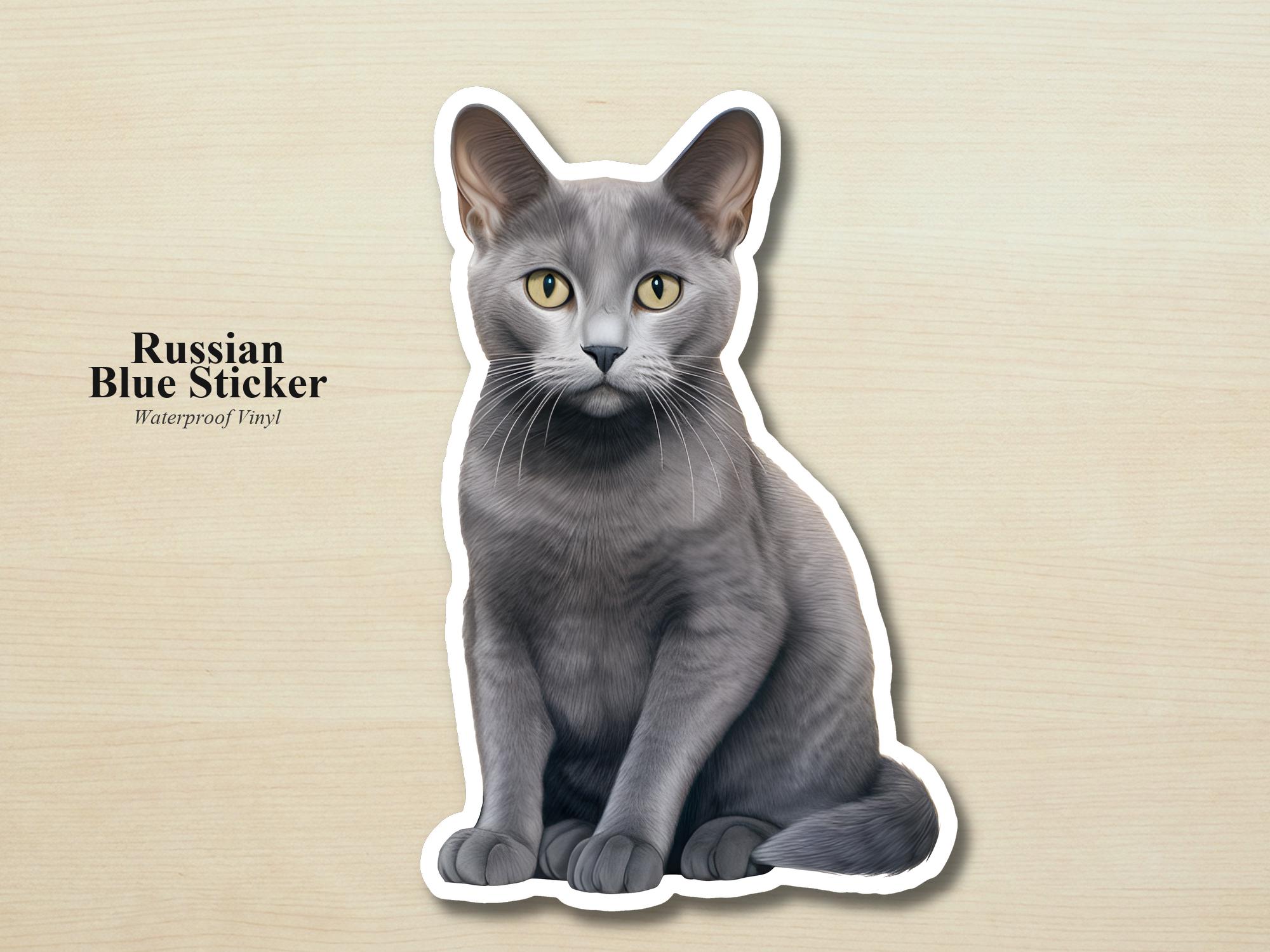 Russian Blue Cat Sticker | Waterproof Vinyl Cat Decal