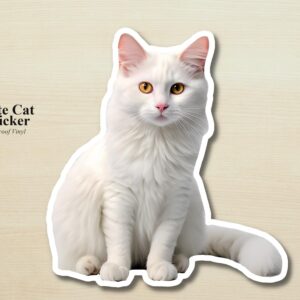 White Cat Sticker | Waterproof Vinyl Cat Decal