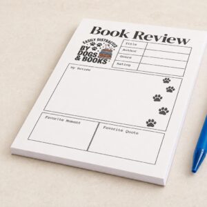 Book Review Notepad for Dog-Loving Readers | 5x7 Reading Tracker Pad | 30 Sheets