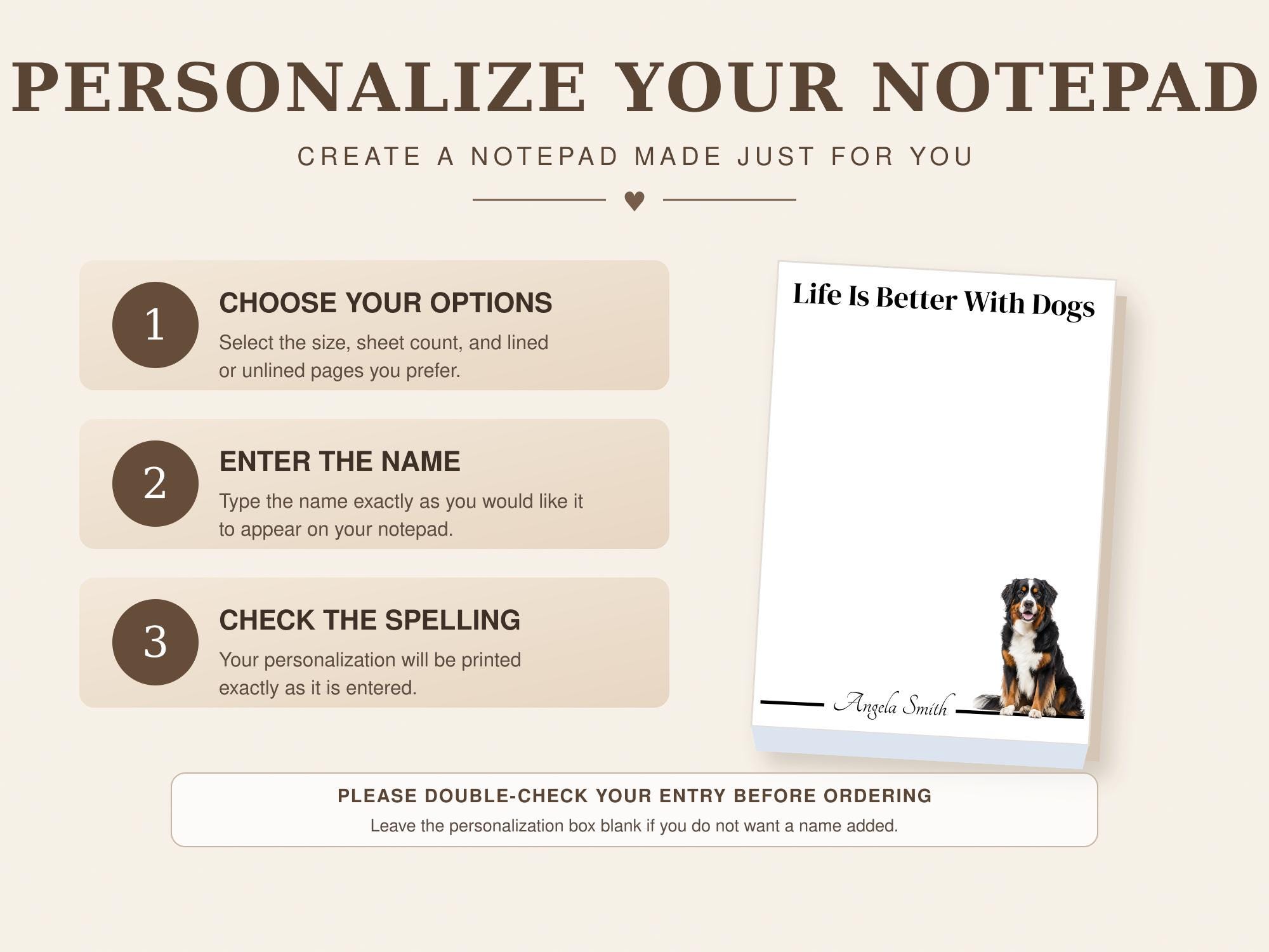 Personalized Bernese Mountain Dog Notepad | Lined or Unlined - Image 7