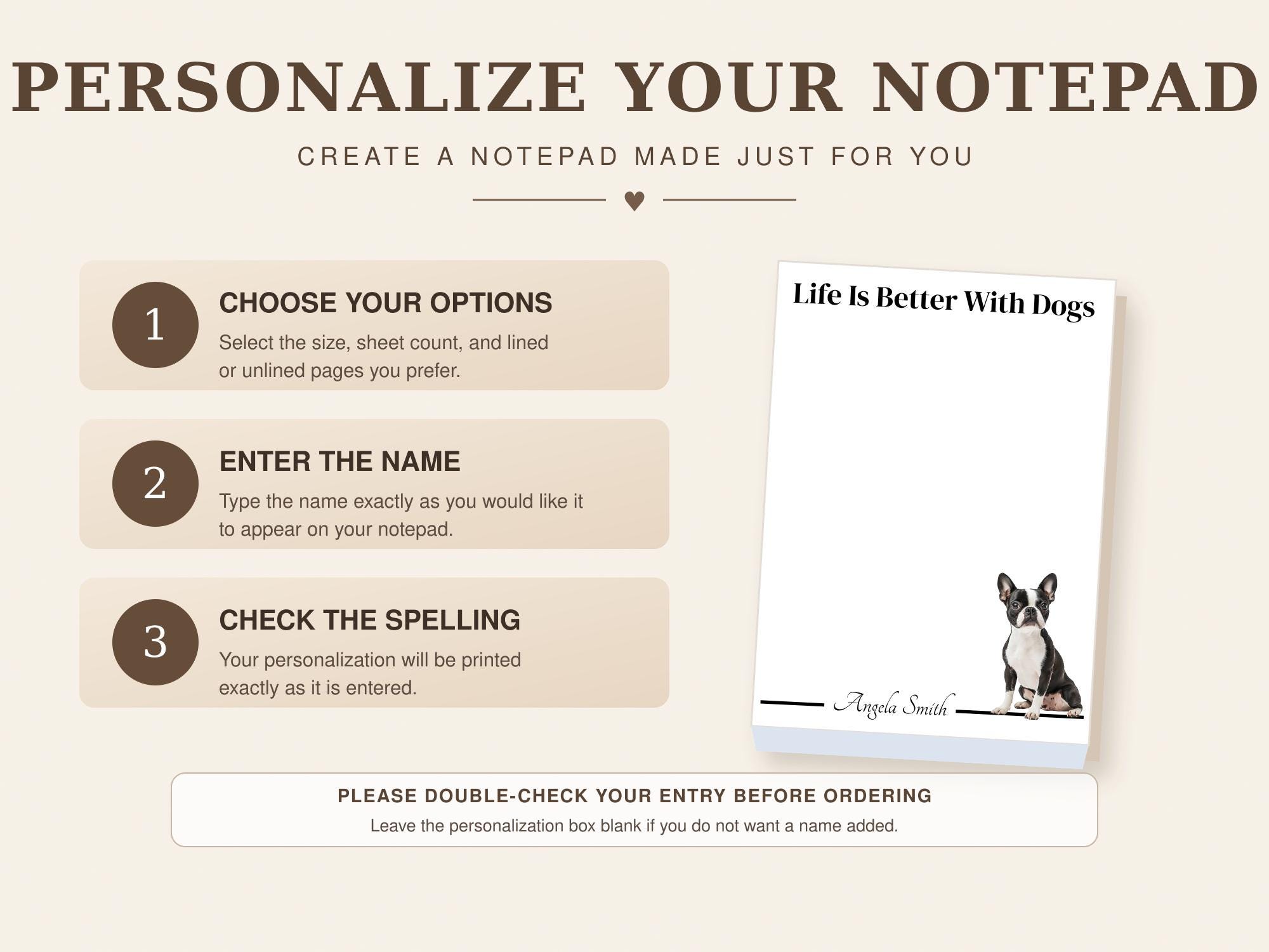 Personalized Boston Terrier Notepad | Lined or Unlined - Image 7