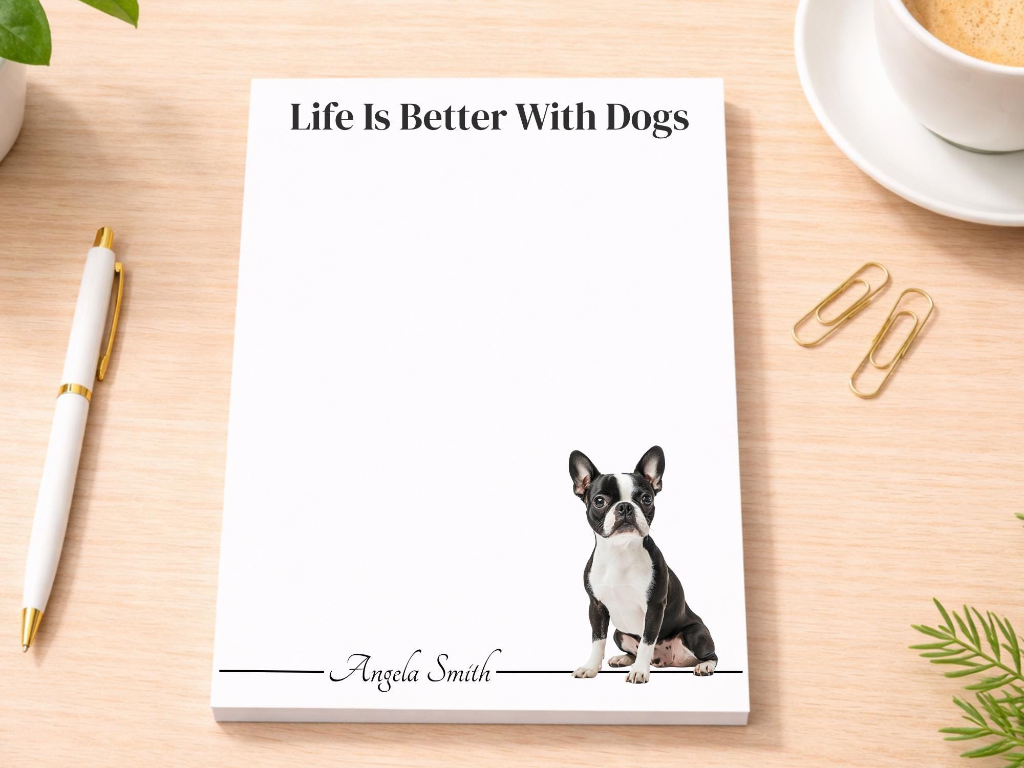 Personalized Boston Terrier Notepad | Lined or Unlined