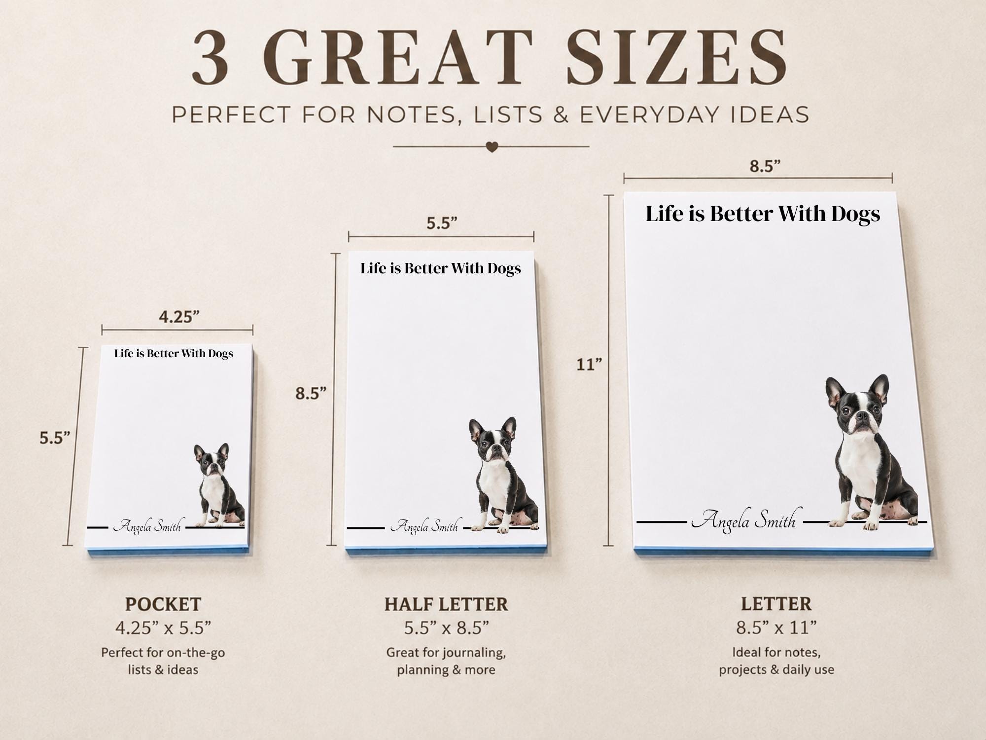 Personalized Boston Terrier Notepad | Lined or Unlined - Image 3