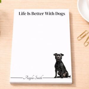 Personalized Black Pitbull Notepad | Lined or Unlined