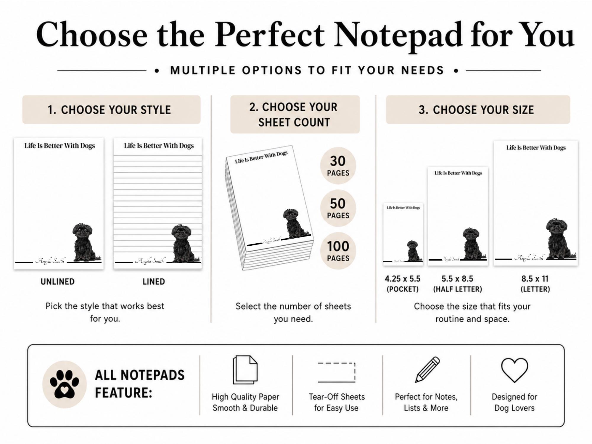Personalized Black Shih Tzu Notepad | Lined or Unlined - Image 6