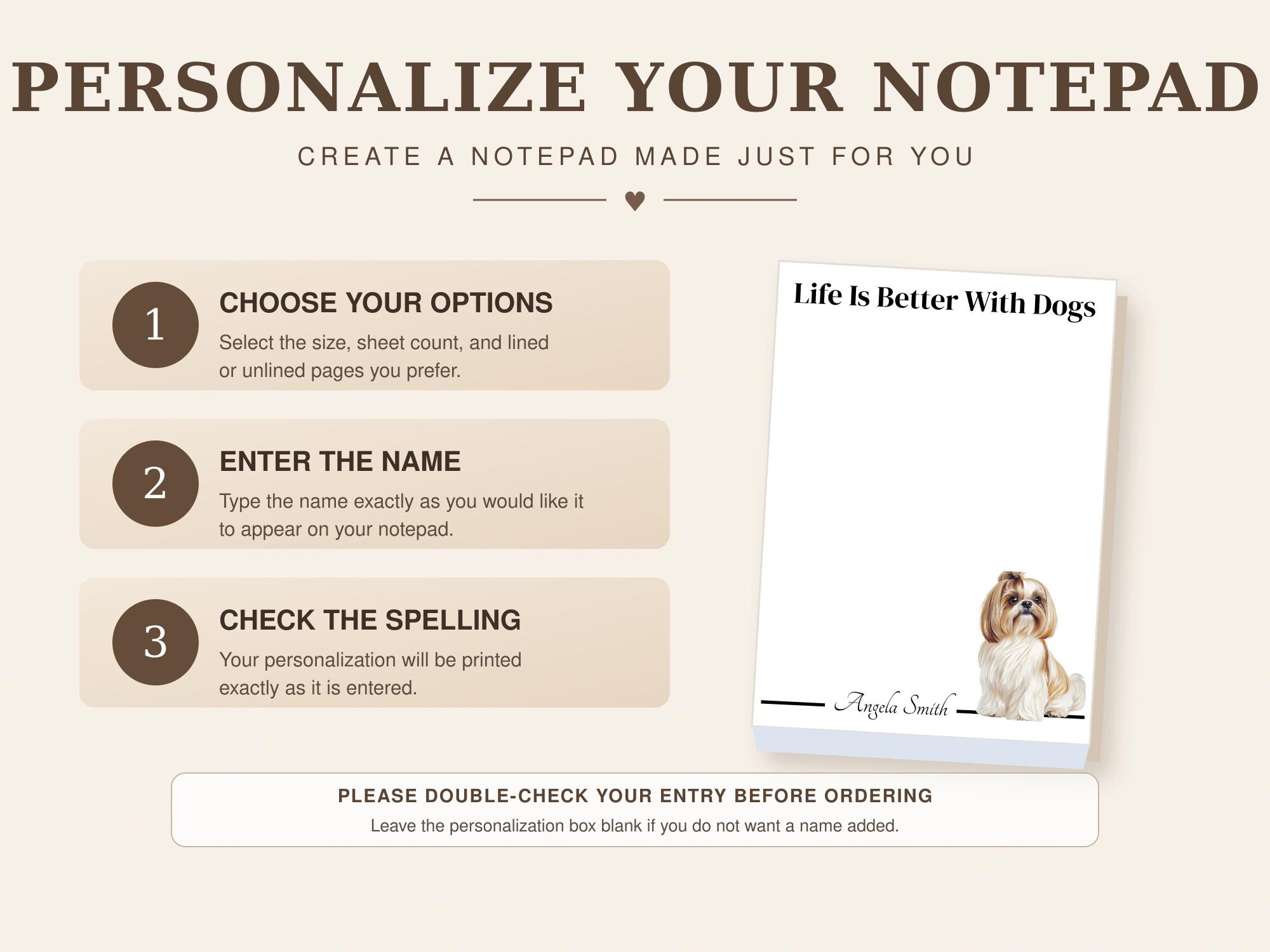 Personalized Shih Tzu Notepad | Lined or Unlined - Image 7