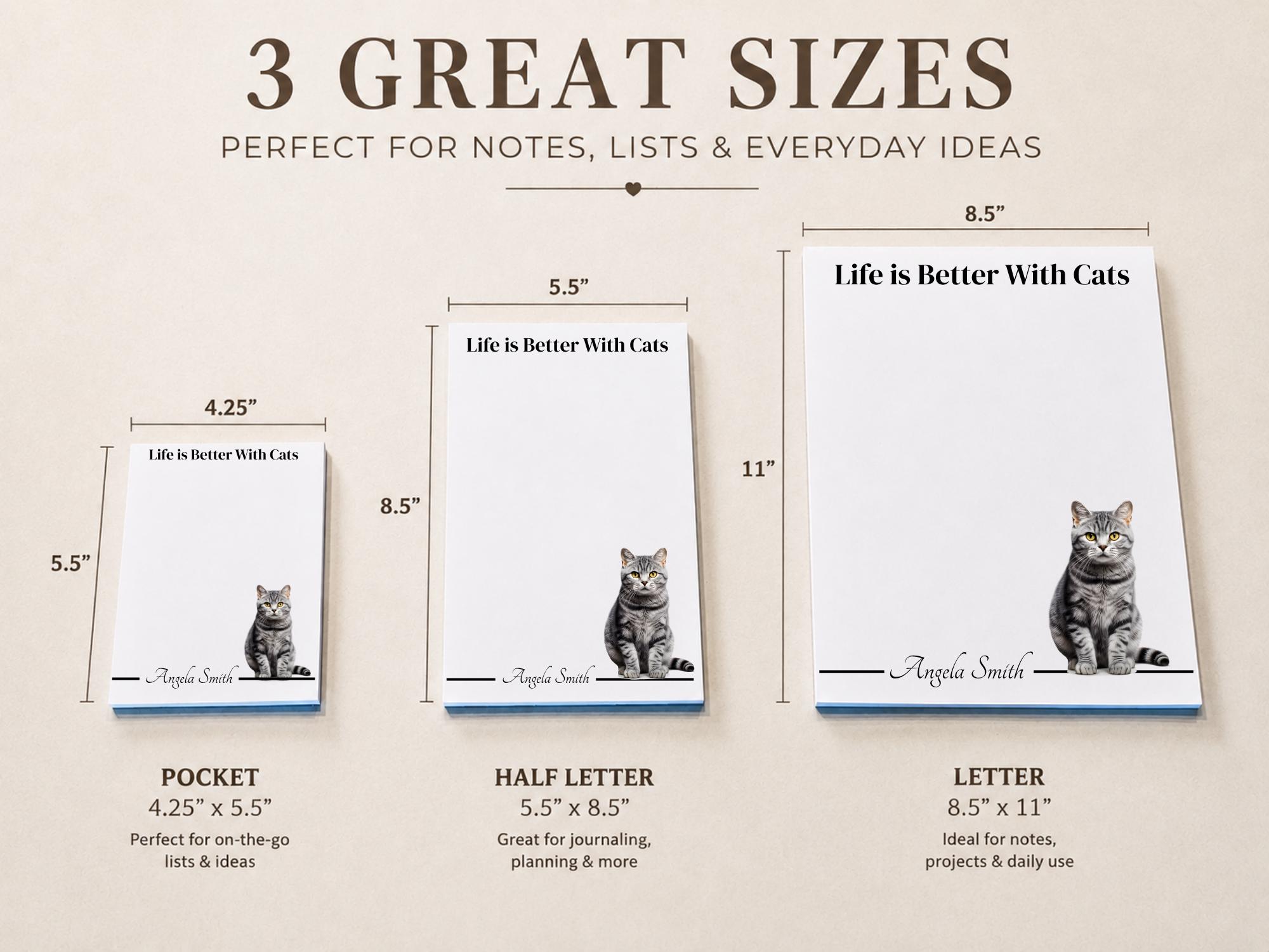 Personalized Gray Tabby Cat Notepad | Lined or Unlined - Image 3