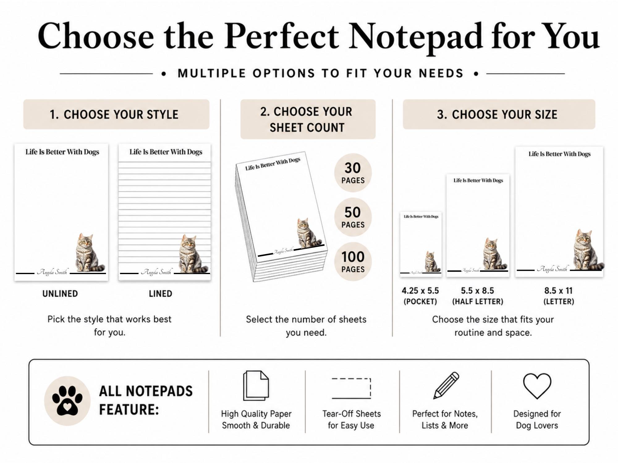 Personalized Brown Tabby Cat Notepad | Lined or Unlined - Image 6
