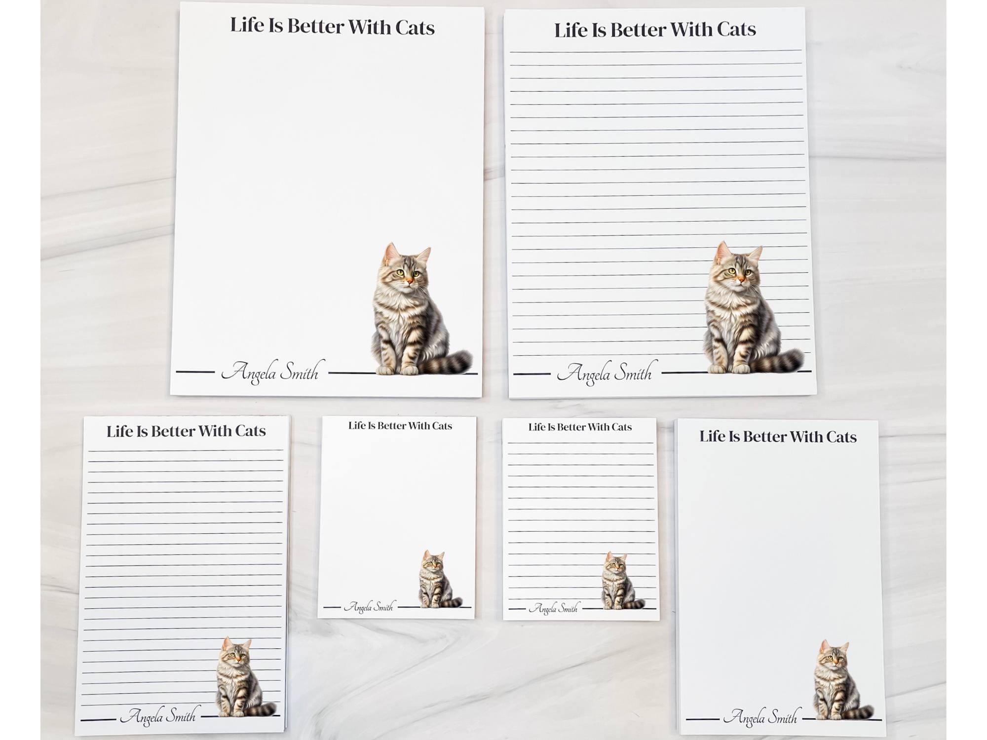 Personalized Brown Tabby Cat Notepad | Lined or Unlined - Image 8