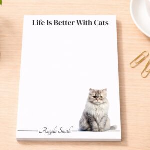 Personalized Silver Persian Cat Notepad | Lined or Unlined