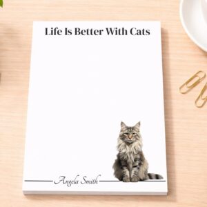 Personalized Maine Coon Tabby Cat Notepad | Lined or Unlined