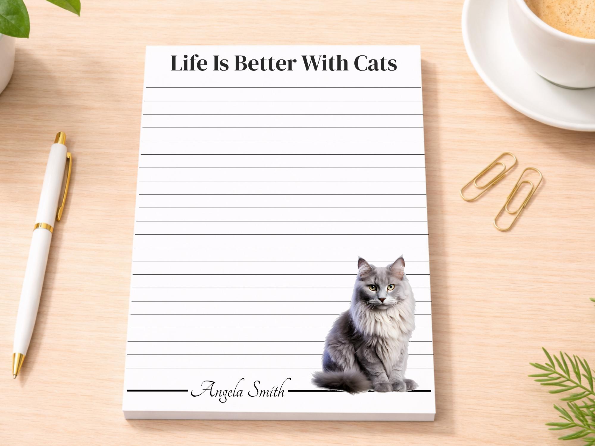 Personalized Gray Maine Coon Cat Notepad | Lined or Unlined - Image 2