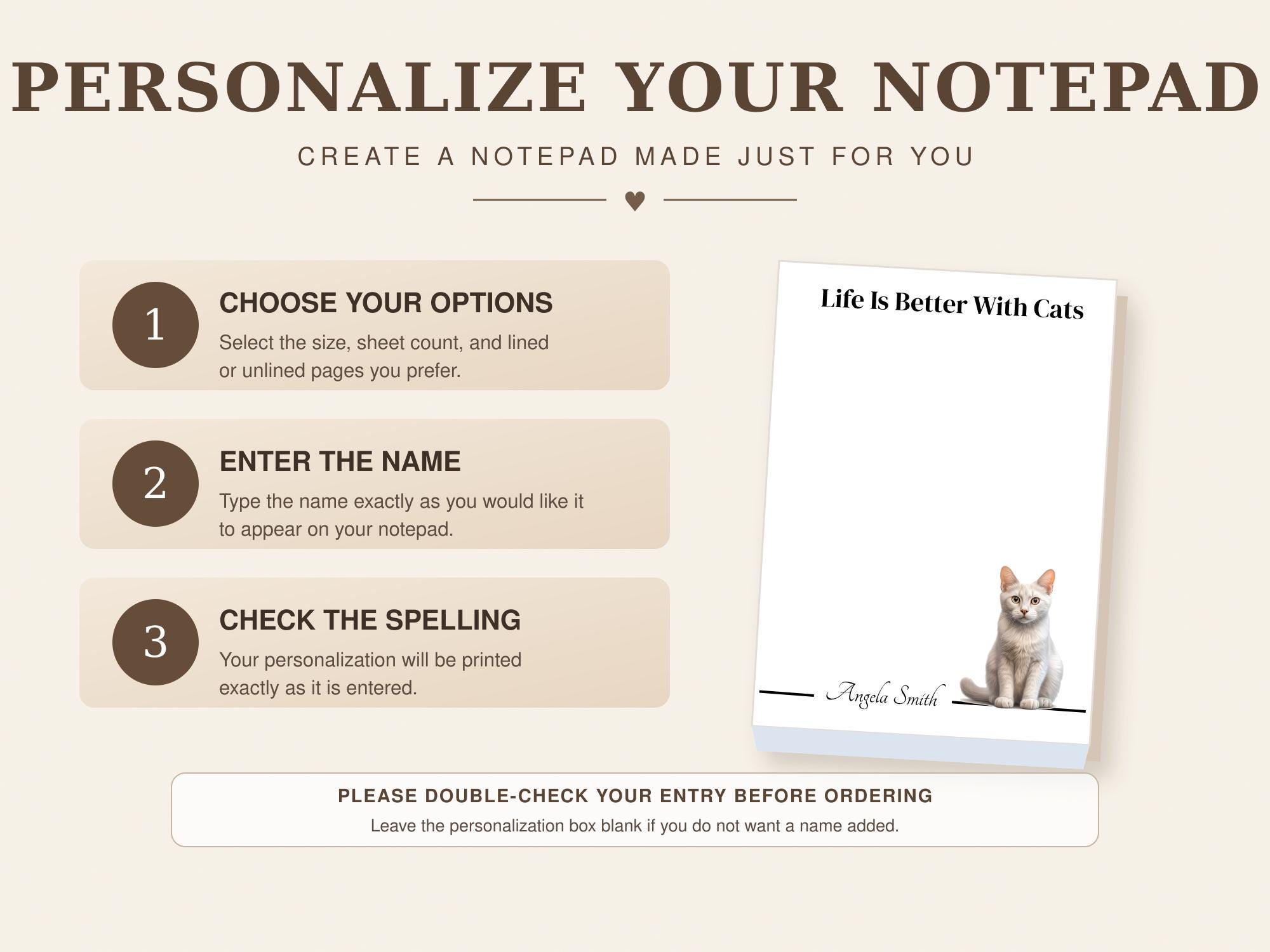 Personalized Cream Point Siamese Cat Notepad | Lined or Unlined - Image 7