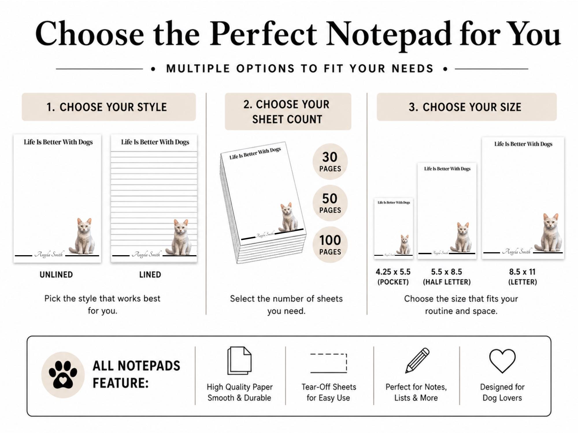 Personalized Cream Point Siamese Cat Notepad | Lined or Unlined - Image 6