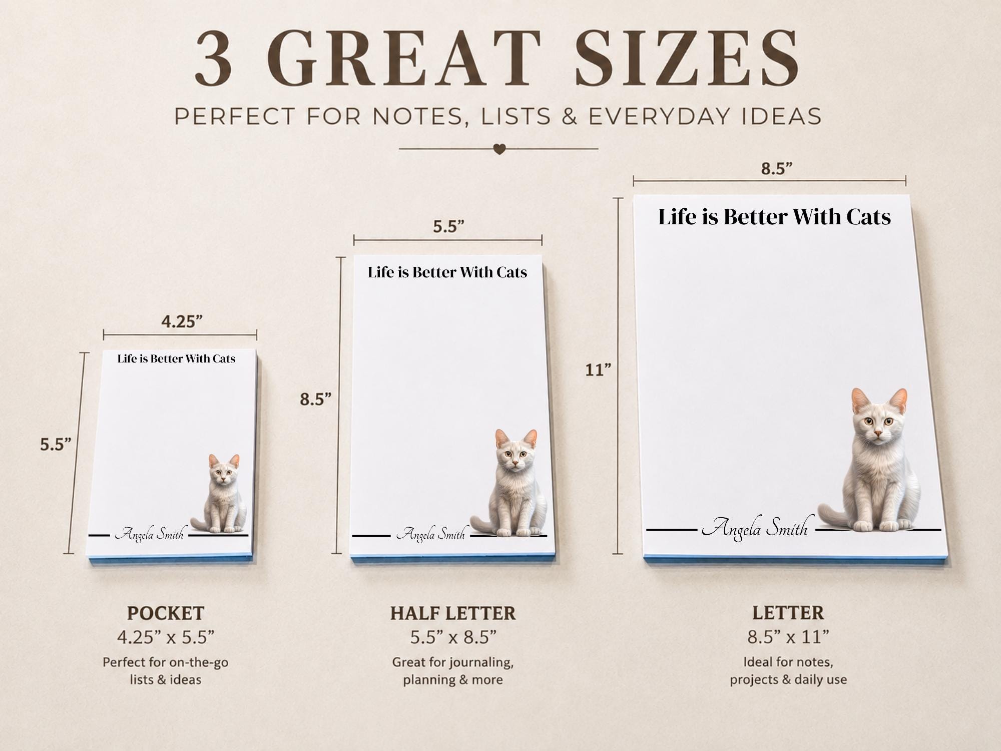 Personalized Cream Point Siamese Cat Notepad | Lined or Unlined - Image 3
