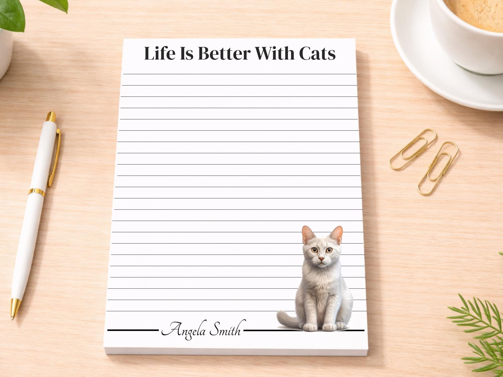 Personalized Cream Point Siamese Cat Notepad | Lined or Unlined - Image 2