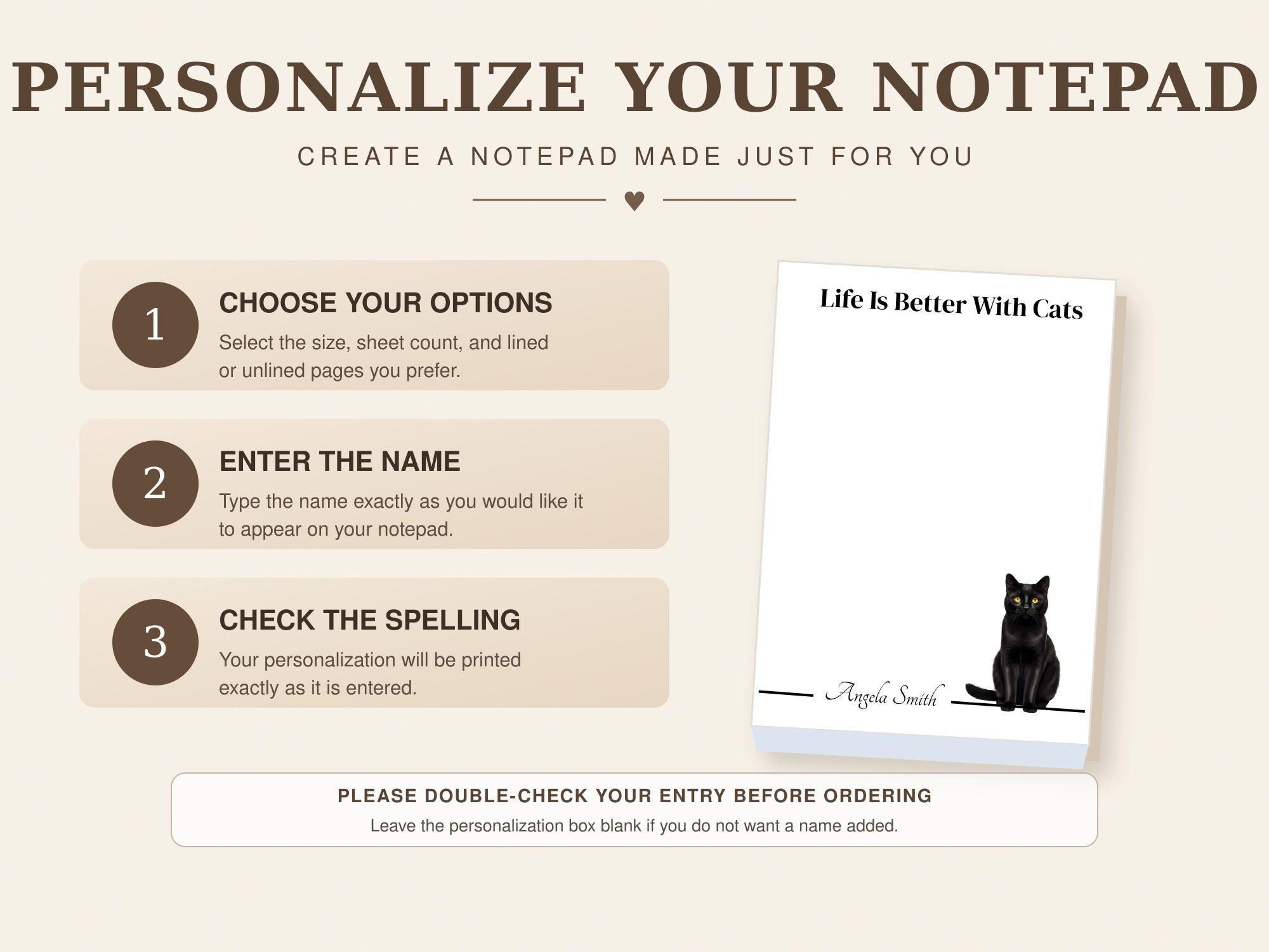 Personalized Black Cat Notepad | Lined or Unlined - Image 7