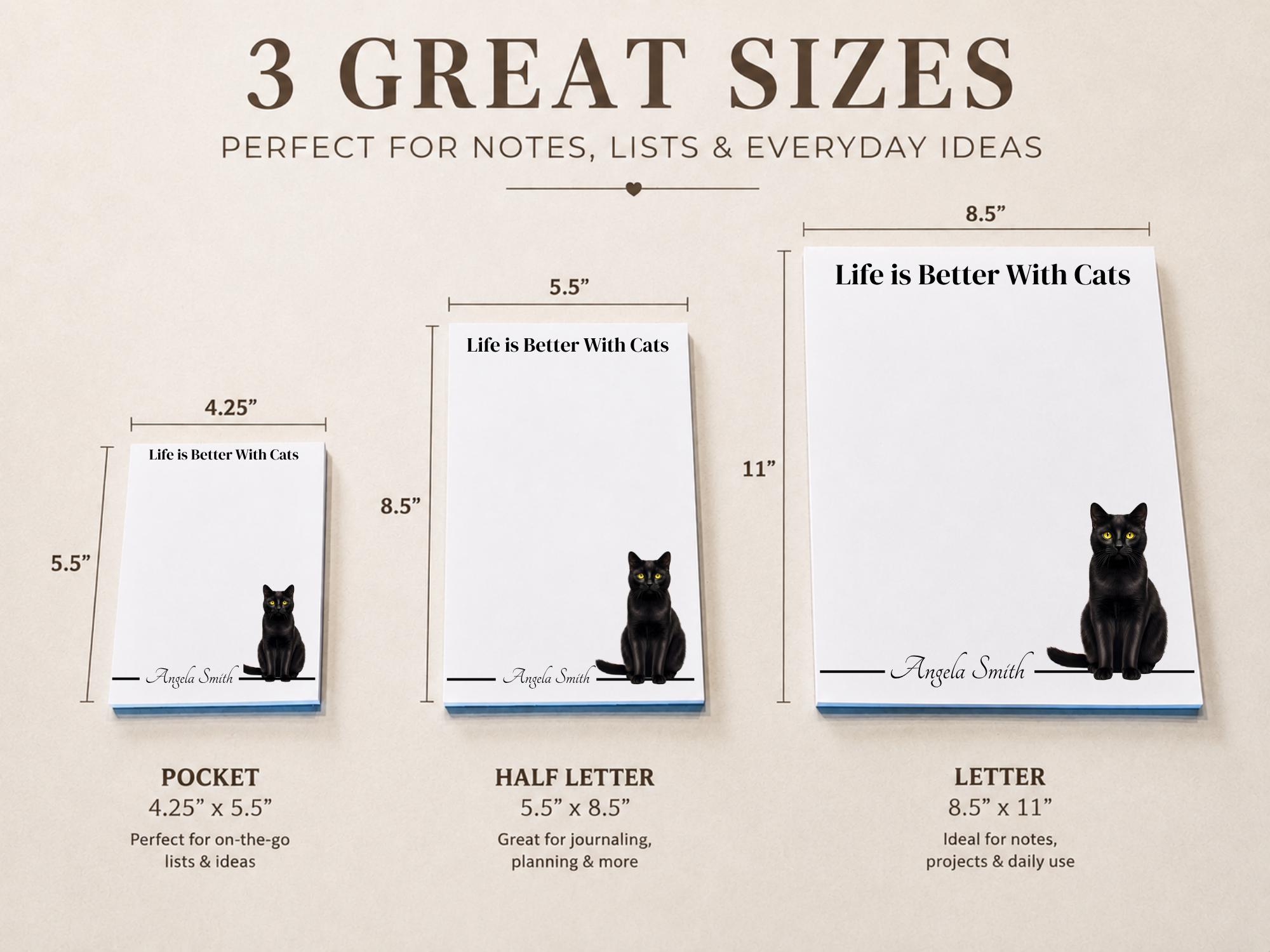 Personalized Black Cat Notepad | Lined or Unlined - Image 3