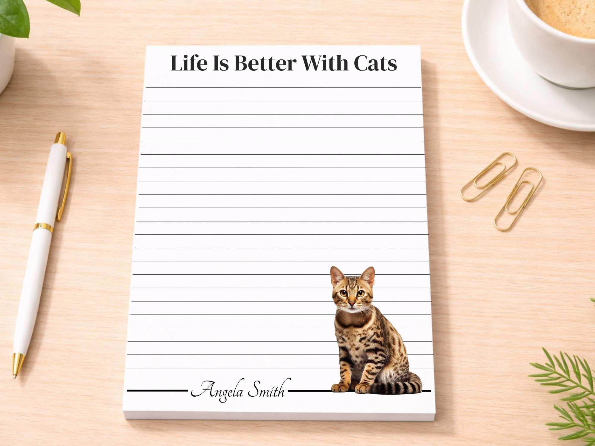 Personalized Bengal Cat Notepad | Lined or Unlined - Image 2