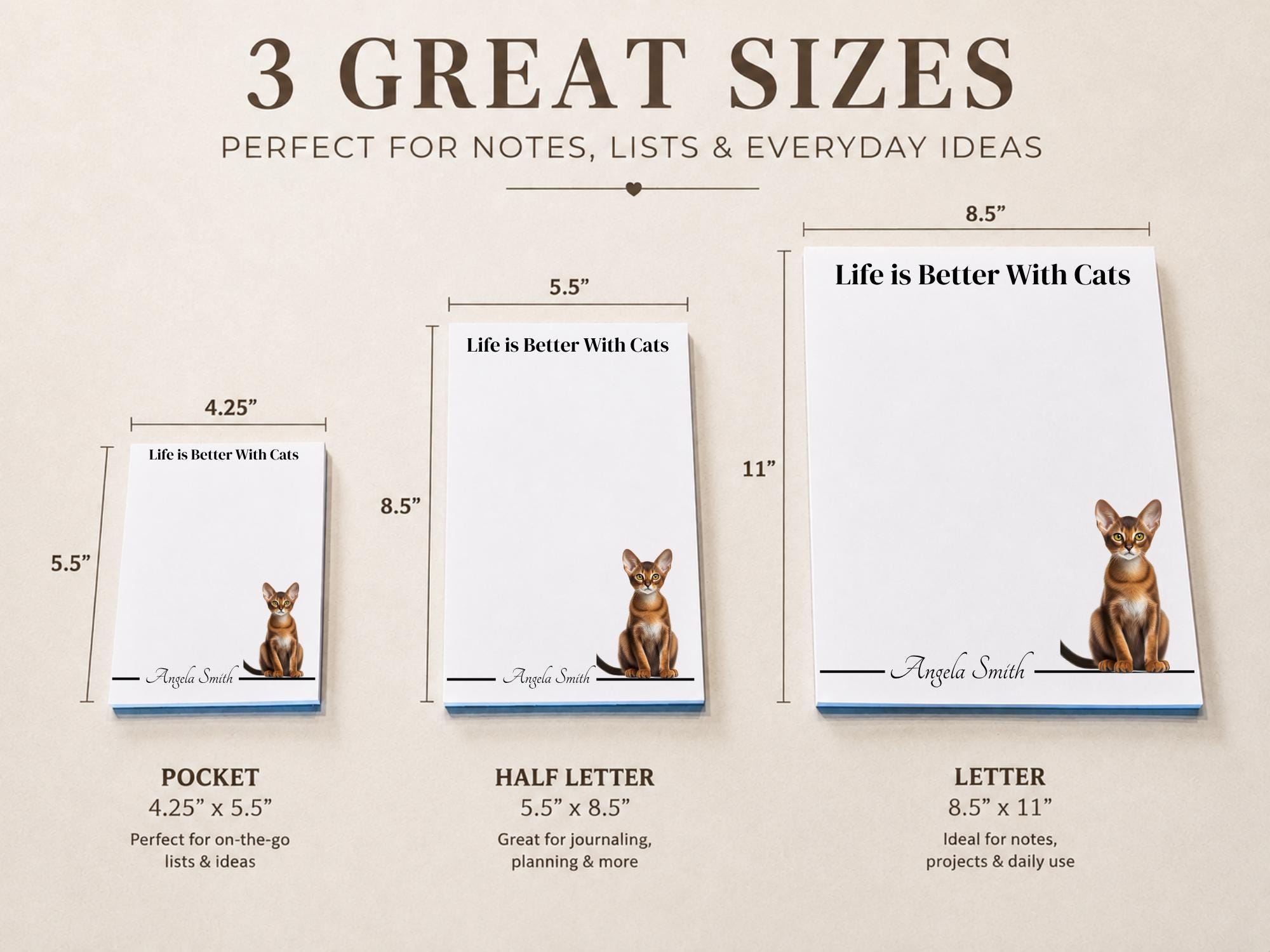 Personalized Abyssinian Cat Notepad | Lined or Unlined - Image 3