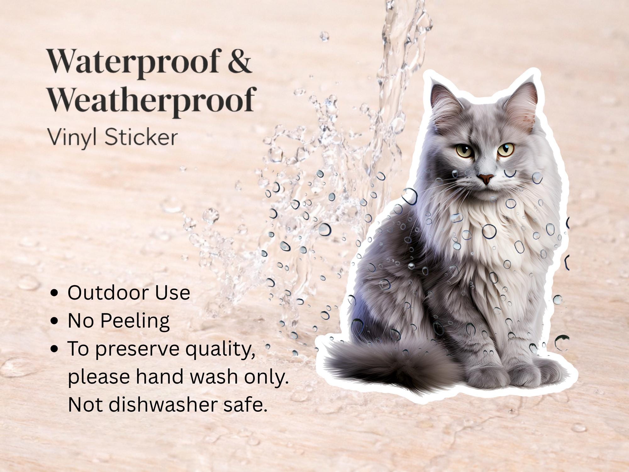 Maine Coon Cat Sticker | Waterproof Vinyl Cat Decal - Image 3