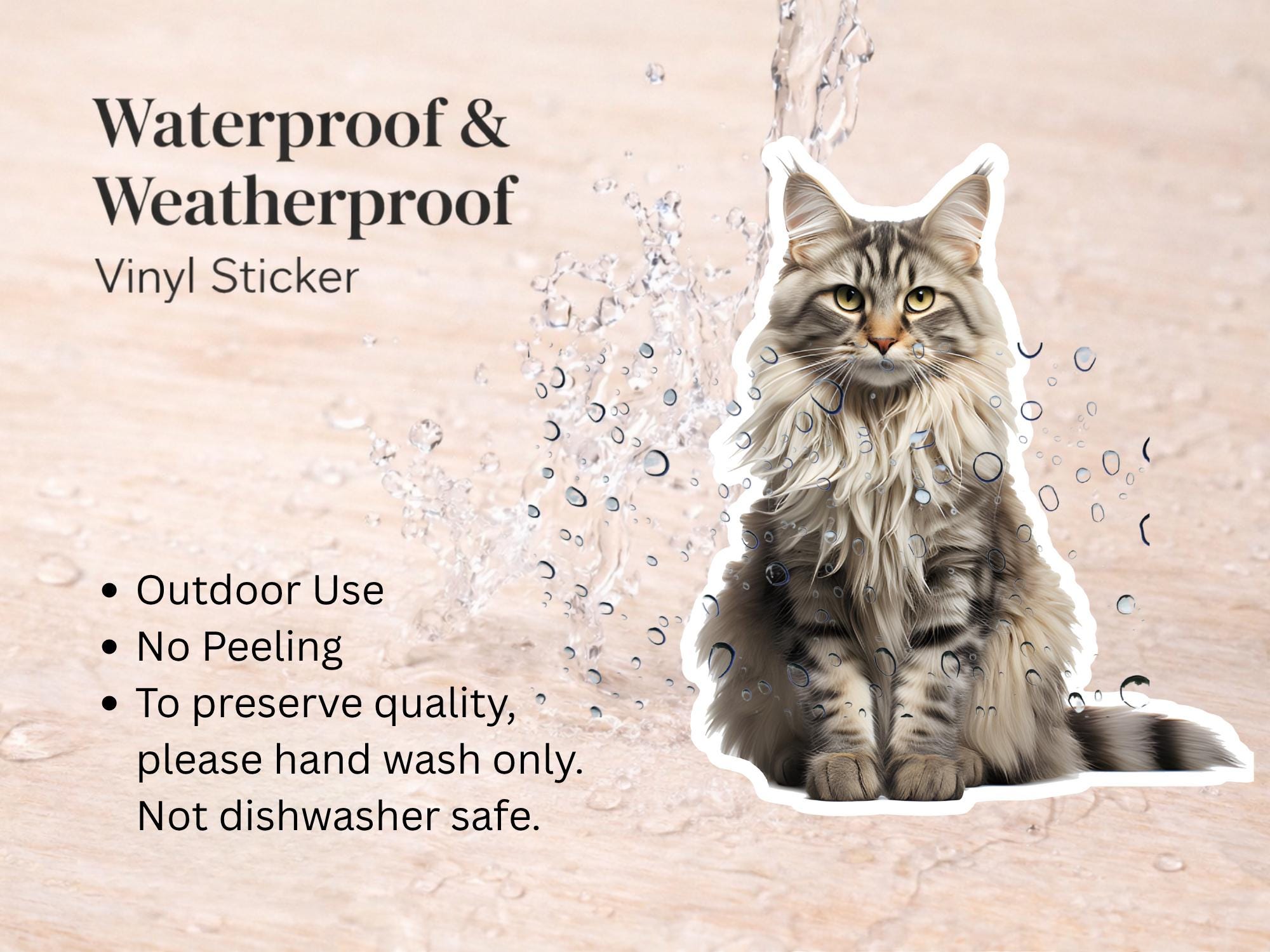 Maine Coon Cat Sticker | Waterproof Vinyl Cat Decal - Image 3