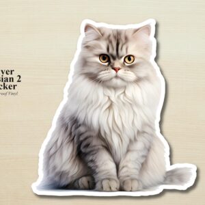 Silver Persian Cat Sticker | Waterproof Vinyl Cat Decal