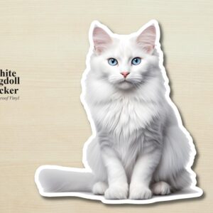 White Ragdoll Cat Sticker | Waterproof Vinyl Cat Decal