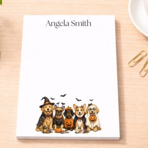 Personalized Halloween Dog Notepad | Custom Name Stationery | Lined or Unlined