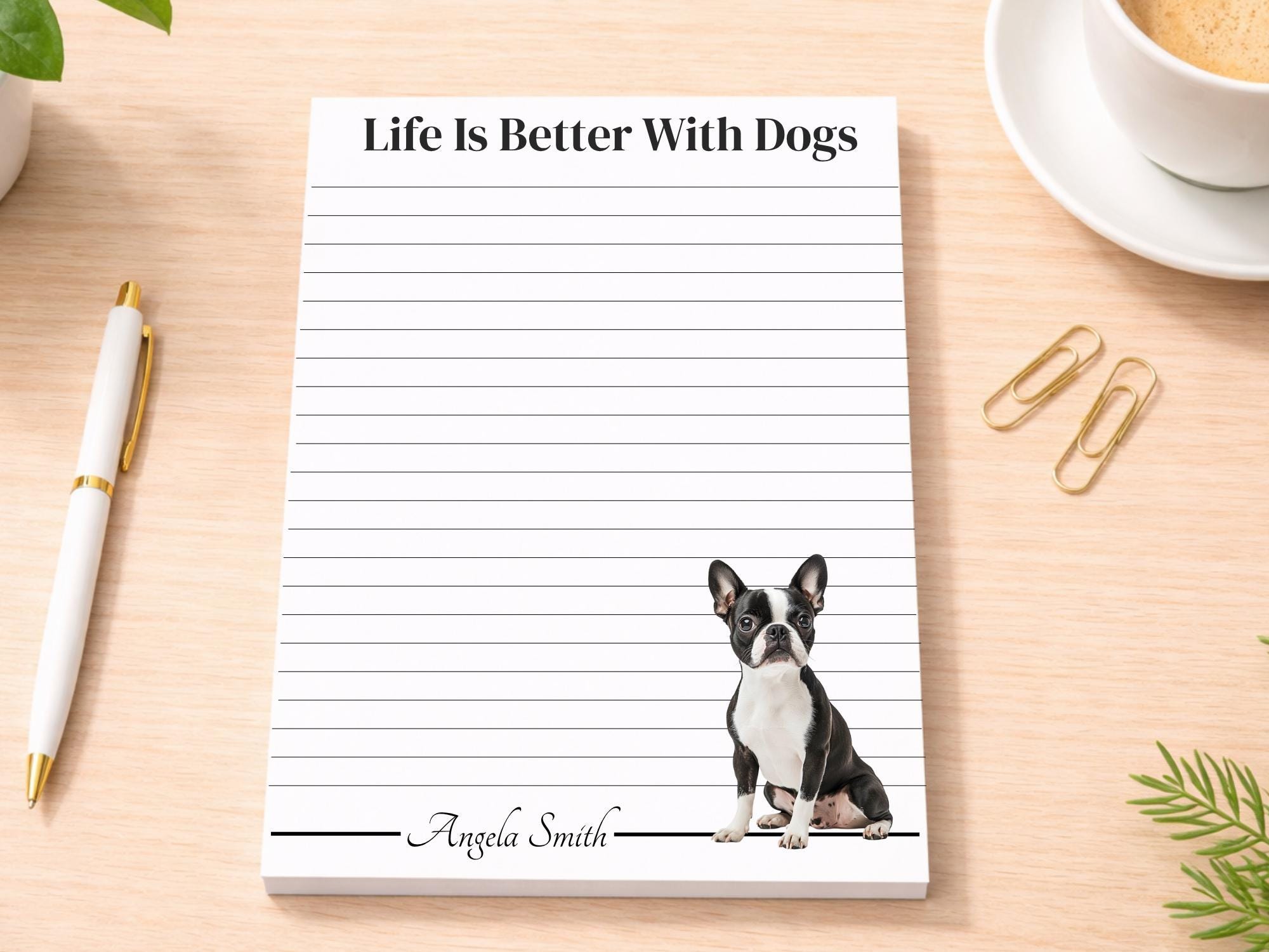 Personalized Boston Terrier Notepad | Lined or Unlined - Image 2