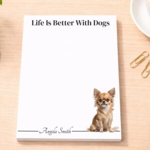 Personalized Long Haired Chihuahua Notepad | Lined or Unlined