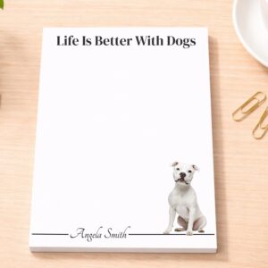 Personalized White Pitbull Notepad | Lined or Unlined