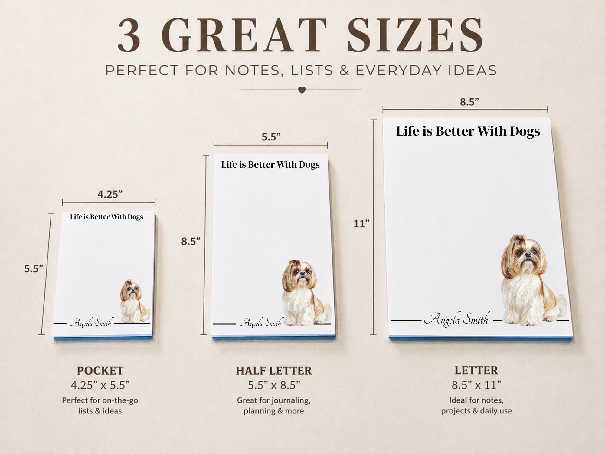 Personalized Shih Tzu Notepad | Lined or Unlined - Image 3